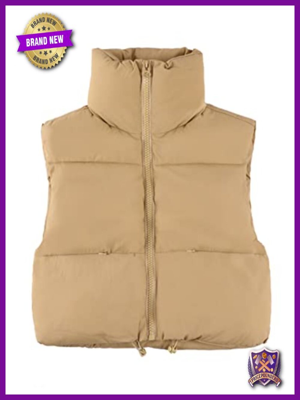 Cropped Puffer Vest Zip Up Stand Collar Sleeveless Padded Crop Puffy